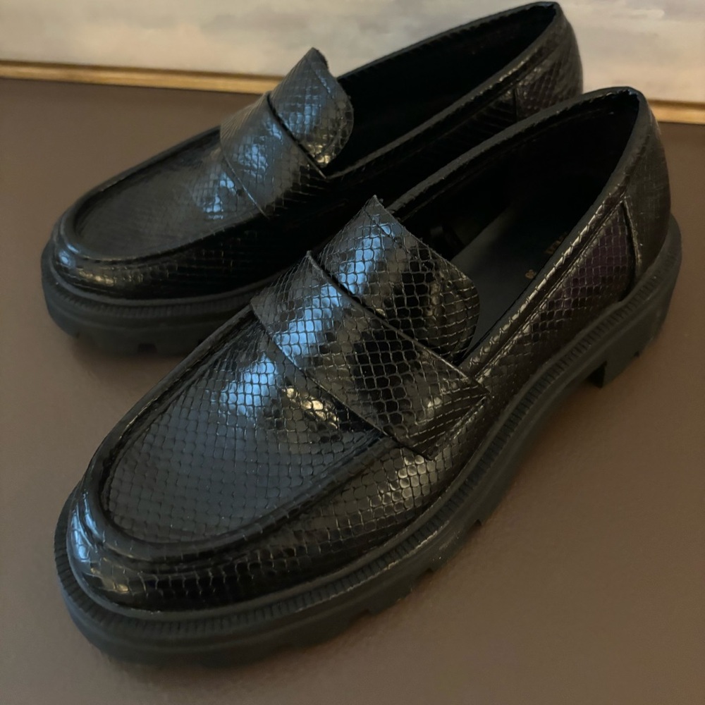 Zara Chunky Black Loafers Size 38